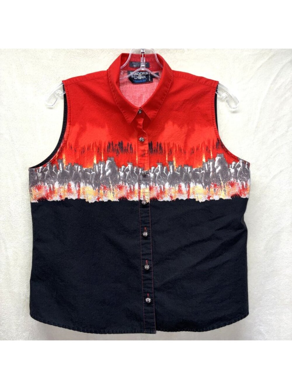 VTG Brooks & Dunn Sleeveless Shirt Panhandle SlimButton Fire Wild Horse Sz XL #b